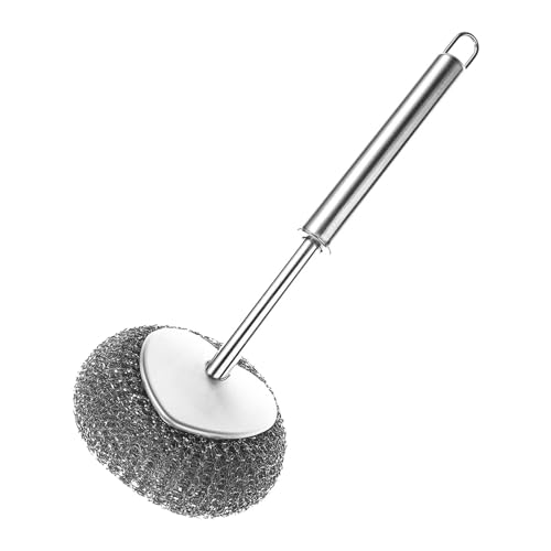 Geschirrbürste aus Metall, Küchenbürste aus Metall mit langem Griff, Scheuerbürste aus Edelstahl, Reinigungskugel aus Eisendraht, Scheuerpads für Küchenspüle Geschirrbürste aus Metall, Küchenbürste aus Metall mit langem Griff, Scheuerbürste aus Edelstahl, Reinigungskugel aus Eisendraht, Scheuerpads für Küchenspüle von Jingmiger