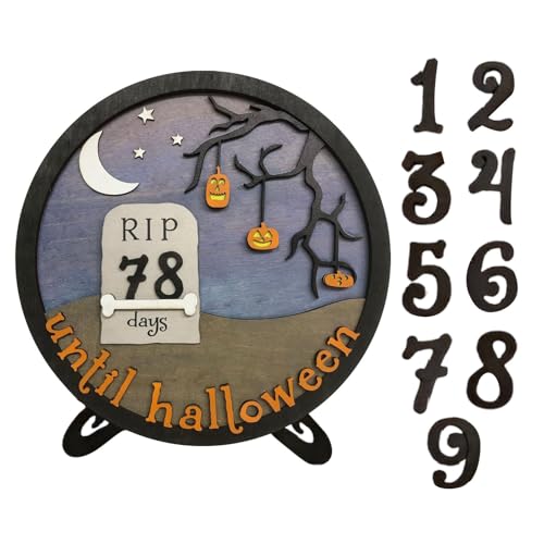 Halloween Dekorationen für Schlafzimmer, Halloween Adventskalender 2024 | Runder Adventskalender aus Holz, Tisch-/Wandornament, Kunst und Handwerk Kürbis Halloween Nacht Ornament Halloween Dekorationen für Schlafzimmer, Halloween Adventskalender 2024 | Runder Adventskalender aus Holz, Tisch-/Wandornament, Kunst und Handwerk Kürbis Halloween Nacht Ornament von Jingmiger