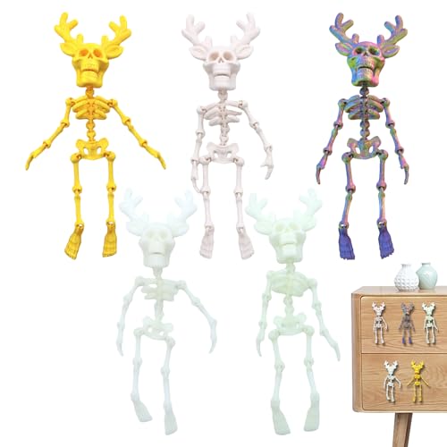 Halloween-Skelett-Magnete – 5 Magnete Totenköpfe für Kühlschrank | Aufkleber Gothic-Figuren mit Gelenken, abnehmbar, für Dekoration und Zubehör, für Zuhause, Büro, Auto von Jingmiger