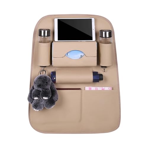Jingmiger Organizer für Rücksitzbank, Rücksitzschoner aus PU-Leder mit Stoßschutz und Getränkehalter – Auto-Organizer für Spielzeug, Tablet, Regenschirm von Jingmiger
