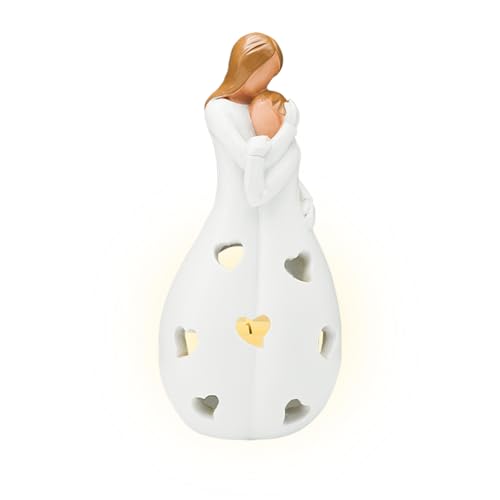 Kerzenhalter zum Muttertag, Kerzenhalter Statue Geschenk mit LED Kerze, Mutter und Tochter Figur zum Muttertag, Geschenk für Mama von Tochter zum Geburtstag, Muttertag von Jingmiger