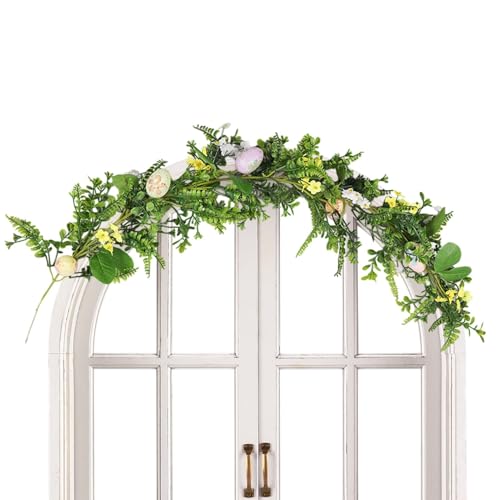 Ostergirlande Ostereier Frühlingskranz Requisiten ?Edle Girlanden Ornamente, Realistische Rattaneier Deko für den Außenbereich ?Glas Landhaus Ostergirlande Ostereier Frühlingskranz Requisiten ?Edle Girlanden Ornamente, Realistische Rattaneier Deko für den Außenbereich ?Glas Landhaus von Jingmiger
