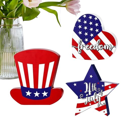 Patriotisches Tischschild vom 4. Juli, 4. Juli Holzschilder | Tisch des Tages Unabhängigkeit Dekorationen aus Holz | rustikales Denkmal stehend ein amerikanisches Flaggen-Musterzeichen für das Tablett Patriotisches Tischschild vom 4. Juli, 4. Juli Holzschilder | Tisch des Tages Unabhängigkeit Dekorationen aus Holz | rustikales Denkmal stehend ein amerikanisches Flaggen-Musterzeichen für das Tablett von Jingmiger