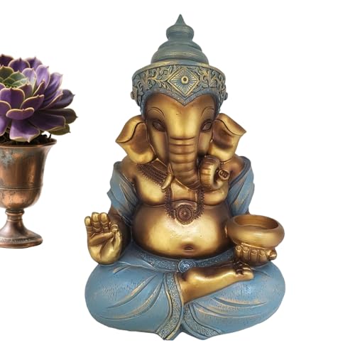 Religiöse Statuen | Elefantenstatuen Hindu-Gottheit Dekor – Skulptur Kerzenhalter Innendekoration für Tisch Schlafzimmer Garten Geburtstag von Jingmiger