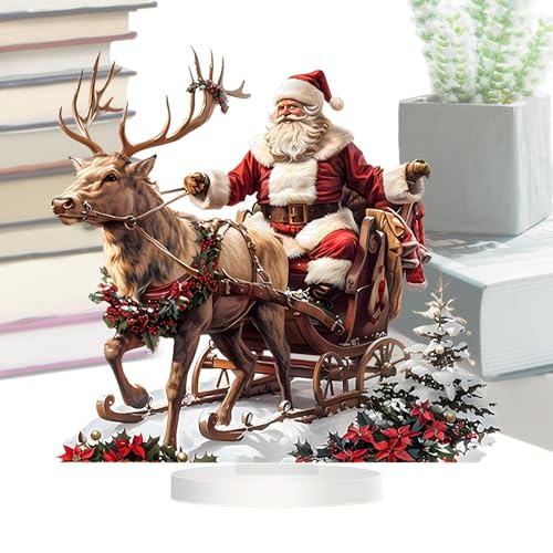 Rentier-Schlitten, Weihnachtsmann, Sammlerstück, Miniatur, Weihnachts-Rentier-Schlitten, Weihnachtsmann-Dekoration - Acryl-Weihnachtsweihnachtsmann auf Schlitten-Rentieren-Dekorationen 2d - Feiertags- Rentier-Schlitten, Weihnachtsmann, Sammlerstück, Miniatur, Weihnachts-Rentier-Schlitten, Weihnachtsmann-Dekoration - Acryl-Weihnachtsweihnachtsmann auf Schlitten-Rentieren-Dekorationen 2d - Feiertags- von Jingmiger