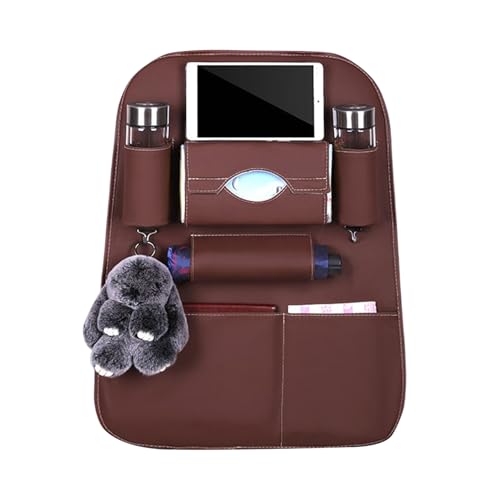 Rücksitzschutz für die Füße – Rücksitzschoner aus PU-Leder mit Stoßschutz und Getränkehalter | Auto-Organizer für Spielzeug, Tablet, Regenschirm von Jingmiger