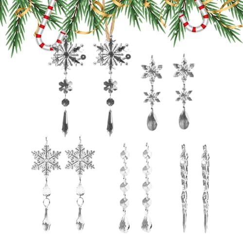 Schneeflocken-Ornamente für Weihnachtsbaum, Schneeflocken-Ornamente für Weihnachtsbaum – 10 x Schneeflocken aus Acryl | Fensterbügel in Eisform, Urlaubsgeschenk von Jingmiger