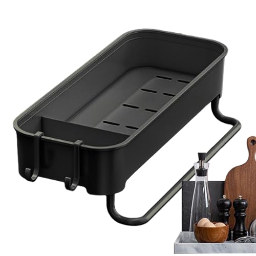 Schwammhalter für Küchenspüle, Wandhalter für Küchenspüle, Spülschwammhalter für Spüle, Pfefferstreuer, Gewürzstreuer ohne Stanzen mit Haken und Schwammhalter für Küchenspüle, Wandhalter für Küchenspüle, Spülschwammhalter für Spüle, Pfefferstreuer, Gewürzstreuer ohne Stanzen mit Haken und von Jingmiger