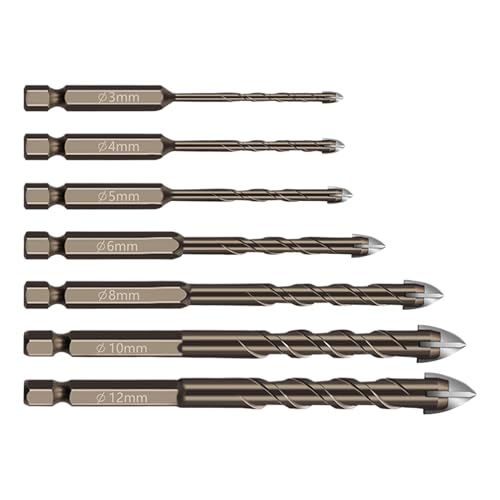 Set mit Bohrern und Schraubendreher-Bits | 7-teiliges Bohrer-Set | robuster Wolframstahl für Holzbearbeitung, Trockenbau, Metallurgie, Werkstatt von Jingmiger
