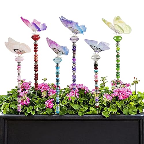 Set mit Gartenheringen für Feen, Gartenpfähle mit Perlen – handgefertigtes Gartenpfahl-Set, Feengarten, Feengarten, Gartenheringe mit Feen, Perlensets, 6 Stück Set mit Gartenheringen für Feen, Gartenpfähle mit Perlen – handgefertigtes Gartenpfahl-Set, Feengarten, Feengarten, Gartenheringe mit Feen, Perlensets, 6 Stück von Jingmiger