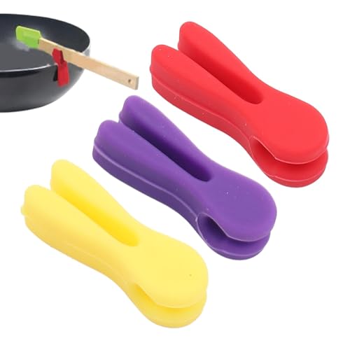 Silikon- -Clip, Löffelablage aus Silikon für Herd, Cooking Edge Löffel Clip Bunny Design – 3 x Küchenutensilienablage, hitzebeständige Löffelablage von Jingmiger