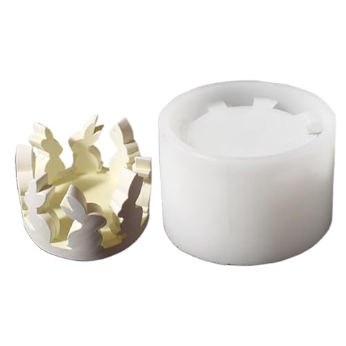 Silikonform für Teelicht, Kerzenhalter, Kerzenhalter, Osterhasen-Kerzenhalterform, einfach zu lösen, wiederverwendbare Kerzenhalter, Gusskunst für Anfänger von Jingmiger