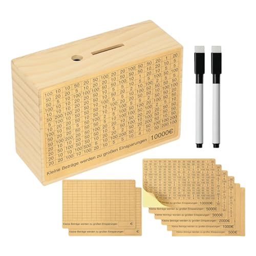 Spardose, 10000 € Spardose mit Marker und Aufklebern, Spardose für Sparziel, wiederverwendbare Spardose mit Zielen, Spardose, Spardose, Geldkassette, Box für Erwachsene und Kinder von Jingmiger