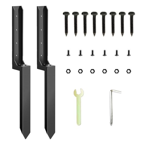 Stabilisator nach dem Zaun, Reparaturset für schwere Zäune | 2 x Stakes mit Zaunhalterung aus verdicktem Metall, solide Reparaturhalterung, Bodenspieß zur Reparatur des Holzpfostens inkl Stabilisator nach dem Zaun, Reparaturset für schwere Zäune | 2 x Stakes mit Zaunhalterung aus verdicktem Metall, solide Reparaturhalterung, Bodenspieß zur Reparatur des Holzpfostens inkl von Jingmiger