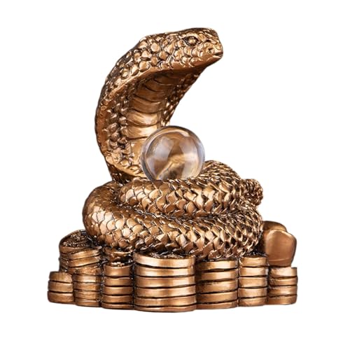 Statue des Jahres der Schlange, Feng Shui Schlangenskulptur, Glücksfigur für den Schreibtisch 2025, Simulations Schlangen Ornamente Tierharz Statue Tabletop, Sammler-Skulptur von Jingmiger