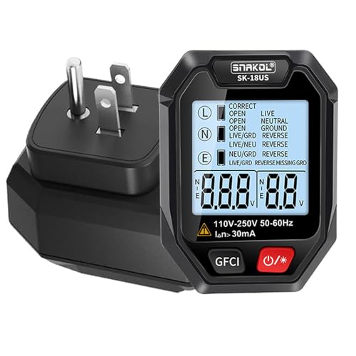 Steckdosentester für Steckdosen, Plug In-Steckdosen-Tester, Steckdosentester mit LCD-Display erkennt häufige Probleme im Haus und bei der Verkabelung von Jingmiger