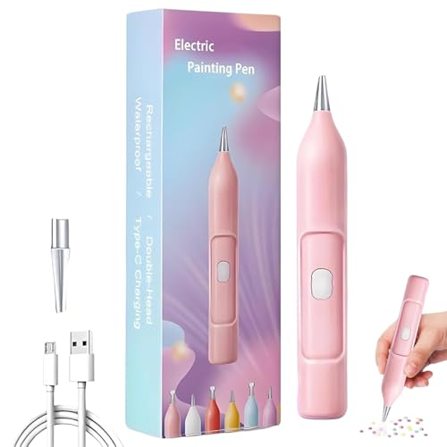 Straumage für Kunstmalerei, elektrisch, Malstift, Rhinestone, Gem Dot Art, Elektro-Pens – wasserdichtes Handwerkswerkzeug mit 2 Ersatzfedern von Jingmiger