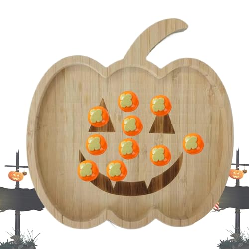 Tabletts und Serviertabletts, Lebensmittel-Serviertablett, Halloween-Lebensmittel-Tablett, Kürbis-Snack-Tabletts aus Holz | Aufschnitttablett, Serviertablett, Serviertablett, D-Tablett von Jingmiger