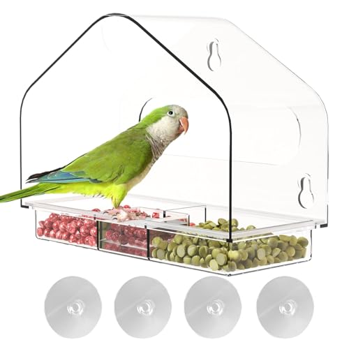 Vogelfutterhaus mit Saugnapf, Vogelfutterstation mit transparentem - Vogelfutterhaus aus Acryl, Vogelfutterhaus aus Acryl mit starken Saugnäpfen, transp Vogelhaus von Jingmiger