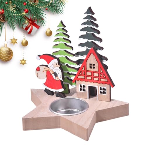 Weihnachtskerzenhalter in Rentierform, Weihnachtskerzenhalter aus Holz – Kerzenhalter für in Form eines Weihnachtsbaums, Kerzenhalter, Teelichthalter aus Holz für Büroornamente von Jingmiger