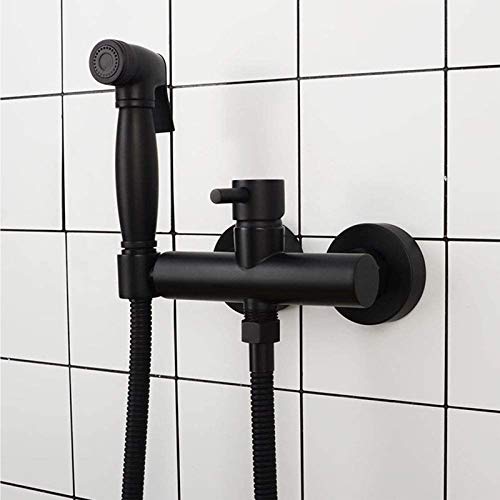 Bidet-Sprühgerät, Hand-Bidet-Sprühgerät für die Toilette, Einhand-Wandmontage-Badezimmer-Bidetmischer-Wasserhahn, beheizter Bidet-Aufsatz,Schwarz von Faucet