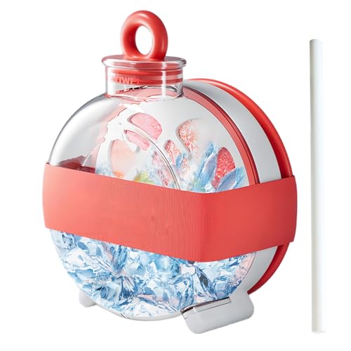 Jingyash Eiswürfel Flasche | 300ml Auslaufsichere Trinkflasche Mit Strohhalm,Küchenutensil Für Indoor Outdoor Sommer Reisen Auto Camping Picknick Getränke von Jingyash