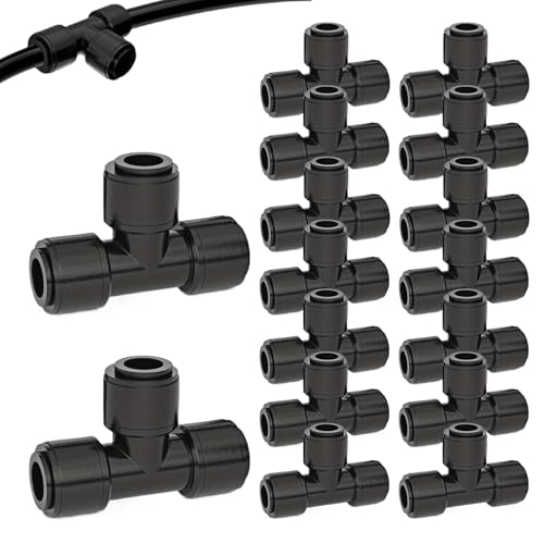 Jingyash Tropfbewässerung T-Stücke 6 mm,T-Verbinder 1/4 Zoll Bewasserungsschlauch | Doppeldichtung Schlauchzubehor Mit Garten Gewachshaus Beete Bewasserung von Jingyash