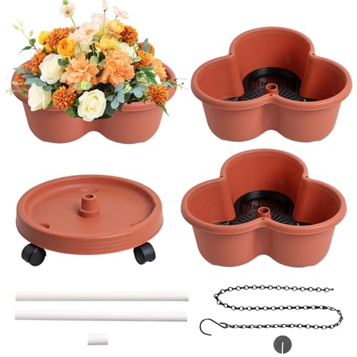 Jingyash Turm Blumentopf - Etagenpflanzer | DREI-Etagen Töpfe mit abnehmbaren Rädern und Zubehör für Garten Balkon Terrasse Innen Außenbereich Blumen Gemüse Erdbeeren von Jingyash