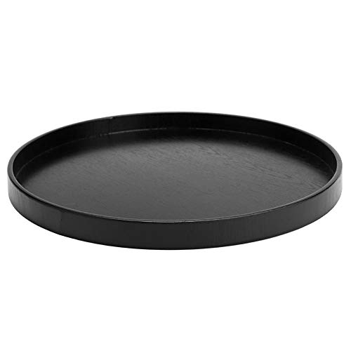 Serviertablett, runder schwarzer rutschfester hölzerner Tee-Tablett-Serviertisch für die Verwendung in der Home Shop Office Bar(27cm-#1 Black) von Jingyi