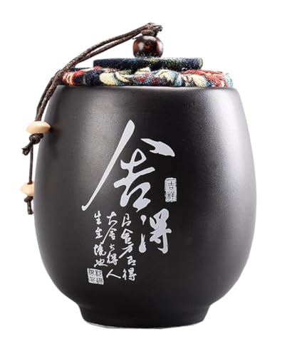 Durable Keramik Teedose Home Kanister Teedose Süßigkeiten Tee Dose Box Lebensmittel Organizer Mini Tee Caddy Schwarz W07 von Jingyun