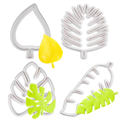 Jinlaili 4 Stück Blätter Ausstechformen Set, Tropische Blatt Keksformen von Verschiedenen Forme, Kunststoff Kuchen Dekorationsform für DIY Keks Fondant Cupcake, Weiß Jinlaili 4 Stück Blätter Ausstechformen Set, Tropische Blatt Keksformen von Verschiedenen Forme, Kunststoff Kuchen Dekorationsform für DIY Keks Fondant Cupcake, Weiß von Jinlaili