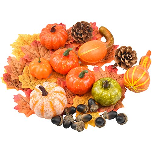 Jinlaili 50 Stück Halloween Dekoration Künstliche Kürbisse, Halloween Kürbis Deko, Künstliche Ahornblätter, kleine Eicheln, Tannenzapfen und Kürbis für Herbst Halloween das Erntedankfest Jinlaili 50 Stück Halloween Dekoration Künstliche Kürbisse, Halloween Kürbis Deko, Künstliche Ahornblätter, kleine Eicheln, Tannenzapfen und Kürbis für Herbst Halloween das Erntedankfest von Jinlaili