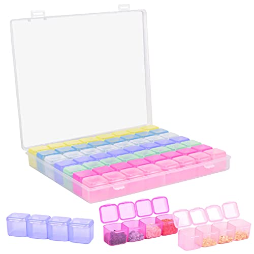 Jinlaili Fächer Kunststoff Dosen, 56 Slots Nailart Schmuck Organizer, Diamond Stickerei Box, Kleinteile Aufbewahrungbox, Werkzeugbox, Sortierbox für Perlen, Strass, Nägel, DIY Handwerk, 7 Farben von Jinlaili