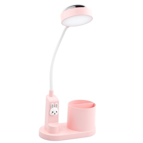 Jinlaili Schreibtischlampe Kinder, Dimmbare LED Tischlampe, Nachttischlampe mit Stifthalter und Stern Projektion, 360° Verstellbar Schwanenhals Leselicht, 3 Helligkeit, USB Wiederaufladbare von Jinlaili