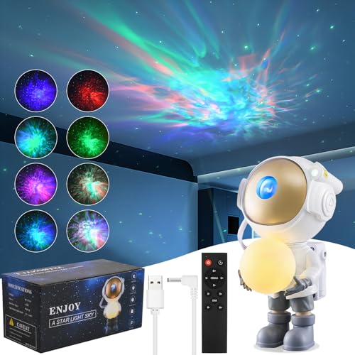 Jinlaili Sternenhimmel Projektor, 360°Rotation Astronaut Projektor LED, Sternenprojektor mit Fernbedienung und Timer, Sternlichtprojektor Lampe, Galaxy Projektor Nachtlicht, Geschenk Kinder (Weiß) von Jinlaili