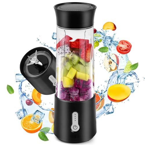 Jinlaili Tragbarer Mixer 500 ml, Mixer Smoothie Maker, BPA-freie, Smoothie Mixer USB Wiederaufladbar 4000mAh, Smoothies Juicer Cup mit 6 Ultrascharfen Klingen für Saft Shakes und Smoothies von Jinlaili