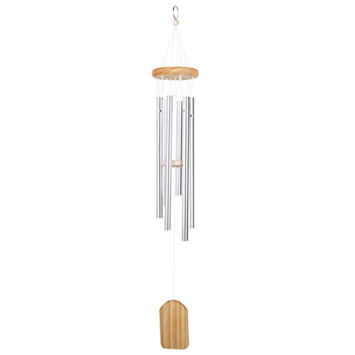 Jinlaili Windspiel 65CM, 6 Aluminiumlegierung Rohre Wind Bell mit Holz Design, Windspiele im Freien, Windspiel für den Außenbereich, Windspiel Metall Geschenk für Gartenterrasse Hinterhof Home Decor von Jinlaili