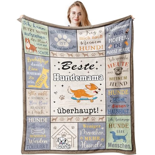 Jinmaple Geschenke für Hundebesitzer Frauen, Hundemama Geschenk Decke 150x200CM, Hundegeschenke für Hundemama Mutter Hundeliebhaber Geburtstags Muttertagsgeschenke für Hundemama von Tochter Sohn von Jinmaple