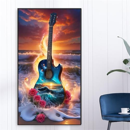 Diamond Painting Erwachsene Gitarre Blumen Meer 5D Diamant Painting Bilder Erwachsene Groß Diamond Painting Set DIY Full Drill Kreuzstich Bilder Diamant Malerei für Wohnzimmer Dekoration Rund,40x80cm Diamond Painting Erwachsene Gitarre Blumen Meer 5D Diamant Painting Bilder Erwachsene Groß Diamond Painting Set DIY Full Drill Kreuzstich Bilder Diamant Malerei für Wohnzimmer Dekoration Rund,40x80cm von Jinmer