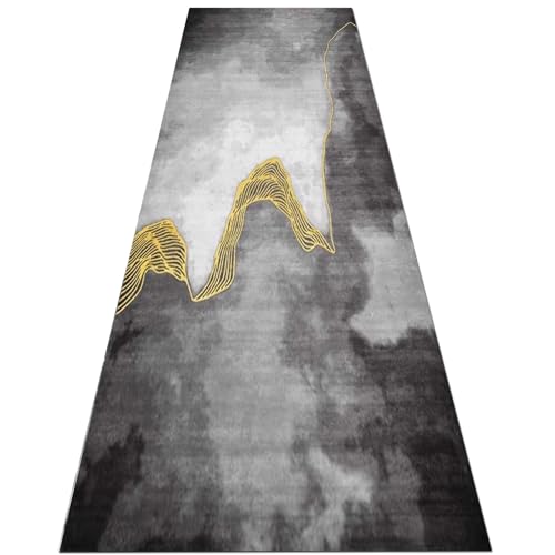 Jinnrug Moderner, grau-gelber, schmaler Läuferteppich für den Eingangsbereich des Wohnzimmers, rutschfeste Dekor-Fußmatten, 60/70/80/100cm breit, Läuferteppich für die Küche zu Hause(70×200cm) von Jinnrug