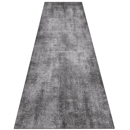 Jinnrug Moderner schmaler Läuferteppich für Küche, Flur, Wohnzimmer, Eingangsbereich, Bodenschutzmatte, 100cm/2m/300cm/350cm/4m/5m/6m Länge, Grauer Läuferteppich(80×400cm) von Jinnrug