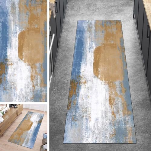Läufer-Teppich für Flur, leicht zu reinigen, Rutschfester, Lounge-Eingangstür, Küche, Kurze Matten, 60cm/70cm/80cm/100cm breit(80×300cm) von Jinnrug
