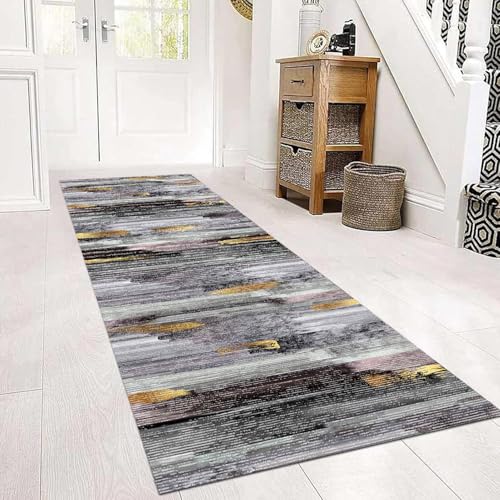 Läuferteppich, Langer Teppichläufer für Flur, Schlafzimmer, Wohnzimmer, Eingangsbereich, rutschfeste Dekor-Fußmatten, 80x200cm, Fußmattenläufer mit Gummirückseite(70×200cm) von Jinnrug