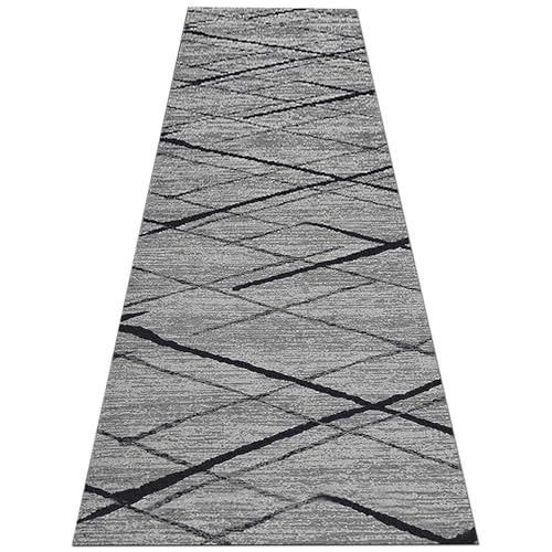 Moderner, Grauer, schmaler Läuferteppich für Eingangsbereich, Wohnzimmer, Flur, Küche, 80x200cm, Fußmatte, 60cm/70cm/80cm/100cm breit, Läuferteppich für den Flur im Innenbereich(60×300cm) von Jinnrug