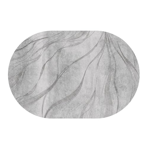 Nordisches Design, grau, für Wohnzimmer, Schlafzimmer, Nachttisch, Spielzimmer, Küche, großer Teppich, 90x200cm, oval, rutschfeste Teppiche für Esszimmer, Büro, Sofa, Fußmatten(80×100cm) von Jinnrug