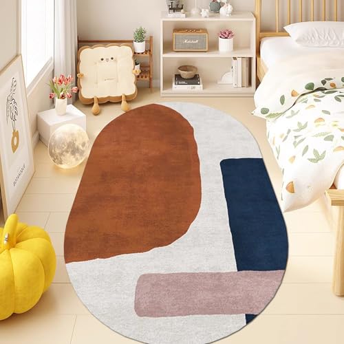 Nordisches Design Nachttisch-Bodendekor Ovaler Teppich Waschbarer Home Großer Teppich Kurzflor Rutschfester Wohnzimmerbalkon Spielzimmer Küchenbodenmatten(90x160cm) von Jinnrug