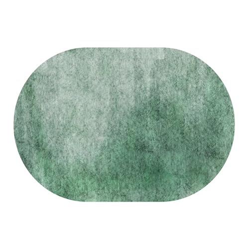 Ovaler Teppich, grün, für das Bett, Bodendekoration, für Haushalt, Wohnzimmer, Balkon, Küche, Fußmatten, 90x200cm, Ellipse, rutschfeste Teppiche für Esszimmer, Büro, Sofa(120x200cm) von Jinnrug
