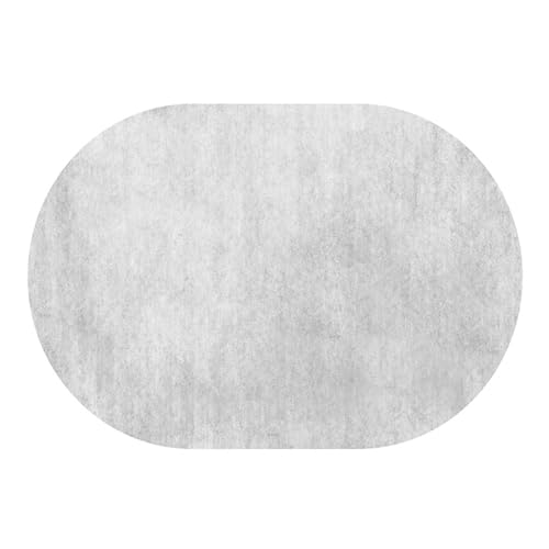 Ovaler Teppich für den Balkon in modernem Design, grau, waschbar, rutschfest, für Wohnzimmer, Spielzimmer, Nachttisch, 100x160cm, ellipsenförmige Fußmatten für Esszimmerdekoration(70x140cm) von Jinnrug