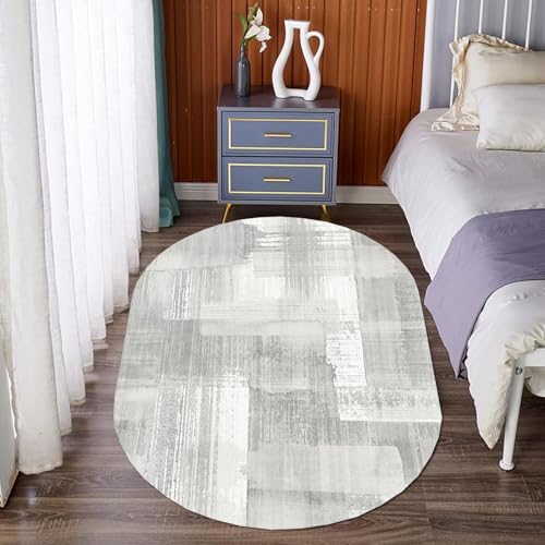 Ovaler Teppich fürs Bett, nordisches Design, waschbar, für Balkon, Wohnzimmer, Spielzimmer, Bodendekoration, großer Teppich, 80x160cm, elliptische Fußmatten mit kurzem Flor(100x180cm) von Jinnrug