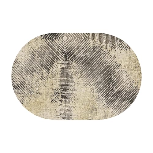 Ovaler Teppich im modernen Design für Wohnzimmer, Schlafzimmer, Balkon, rutschfest, waschbar, für Spielzimmer, Esszimmer, Büro, Sofa, Küche, Bodendekor, kurzer Flor(90x200cm) von Jinnrug